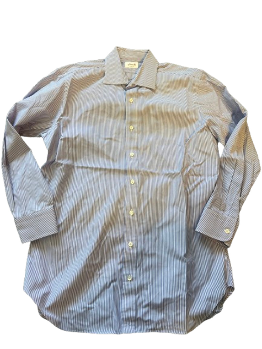 Hamilton Mens Blue White Stripes Long Sleeve Button Up Collared Casual Shirt